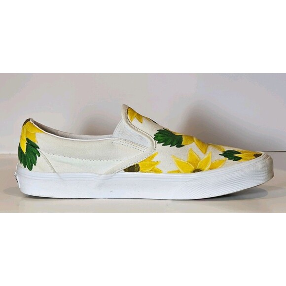 Custom Sunflower Vans Slip On Shoes Hand Painted EUC Floral Women’s 11 Men’s 9.5 - Picture 7 of 12